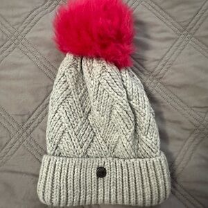 Express Knit Beanie with Pink Accent